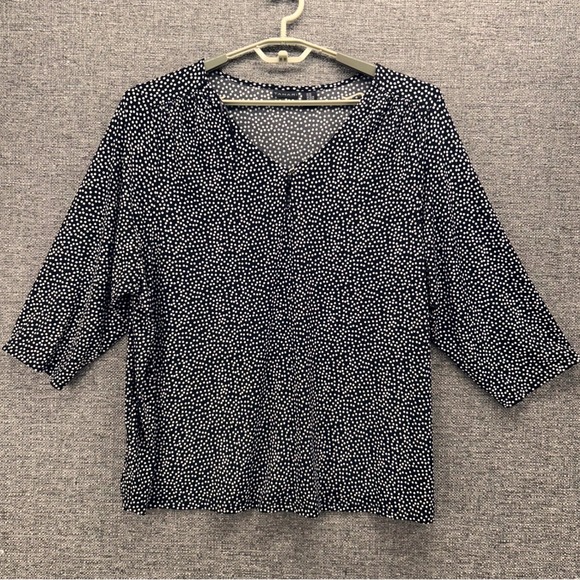 Tahari Womens Blouse Size 3X Stretchy Comfy Tunic Flatering Polka Dot - Picture 1 of 11